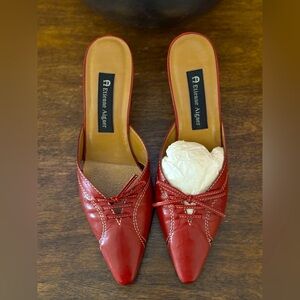 Gently worn, brick/red, Etienne Aigner, mules!!!